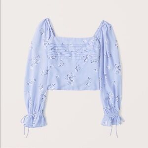 Abercrombie & Fitch Pleated Floral Long cropped Sleeve Blouse XL